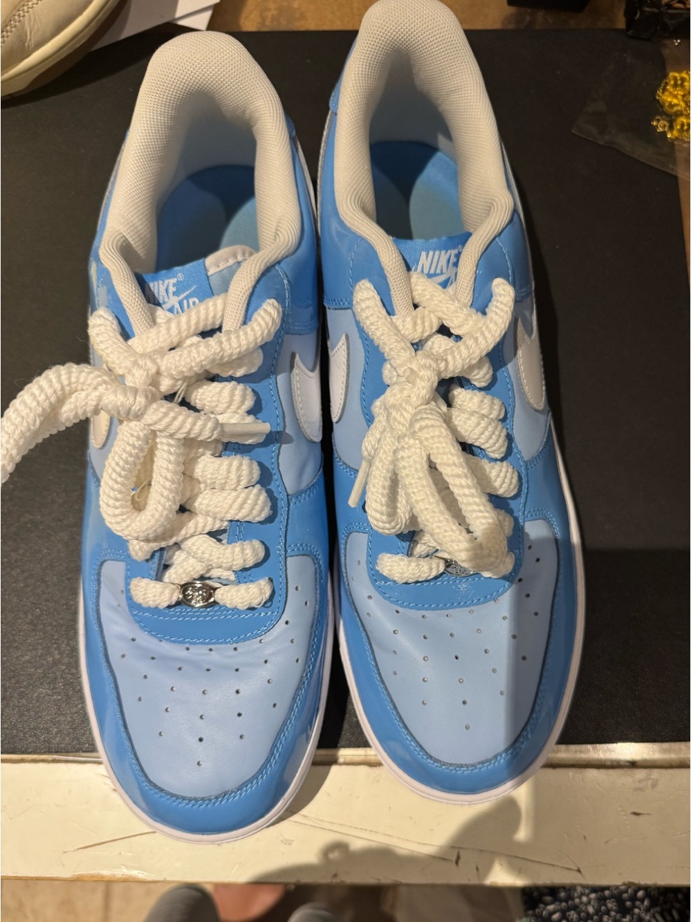 Nike Air Force  Low-Top Sneakers in Light Blue and White